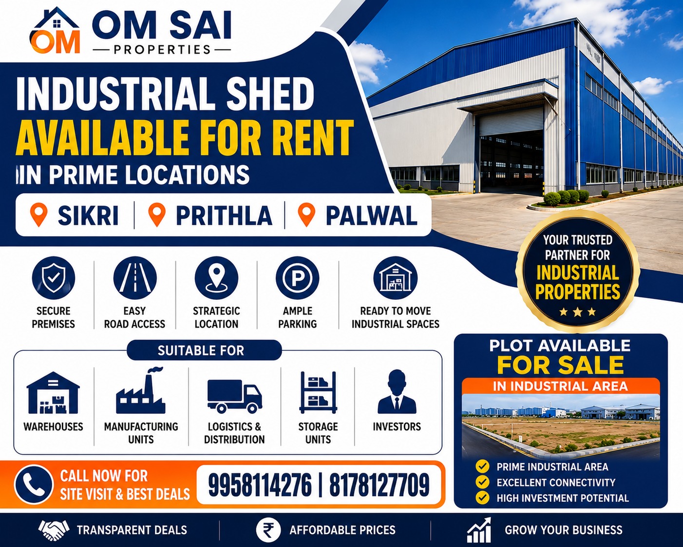 Industrial shed for rent